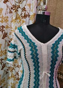 Striped Knit Top with Fringe Detail