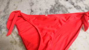 Bright Red Tie-Side Bikini Bottoms