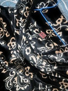 Black Floral Print Tunic Top