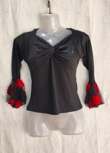 I. Stylish Black Top with Bell Sleeves