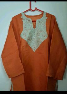 Orange Embroidered Kurta