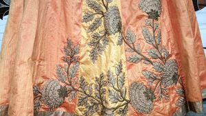 Elegant Orange Embroidered Skirt
