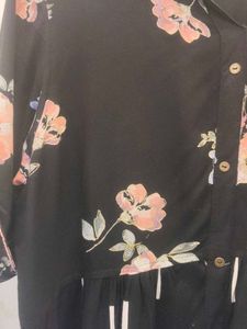 Black Floral Print Kurta