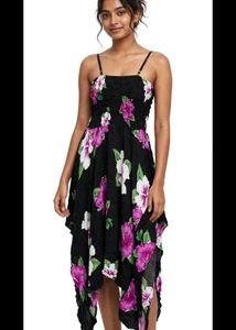Bohemian Floral Print Midi Dress