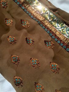 Embellished Brown Saree