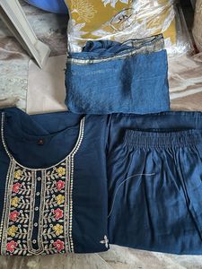 Elegant Teal Embroidered Kurta Set