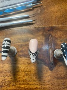 long polka dot bow press on nails