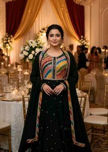 Pakistani gown Embroidered Black  Anarkali Suit
