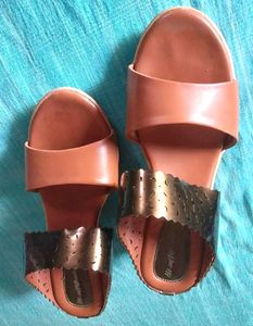 Hi-Ally Brown Leather & Metal Detail Sandals