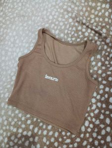 Brown Y2k Crop Tank Top