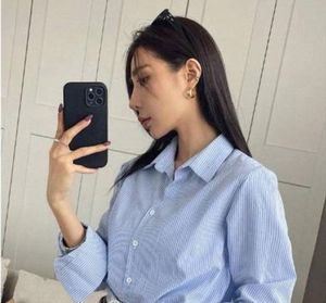 Striped Blue Casual Shirt for women