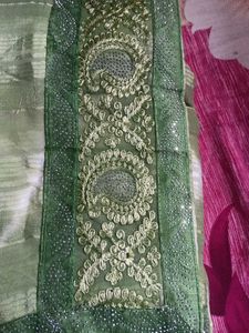 Elegant Green Embroidered Saree