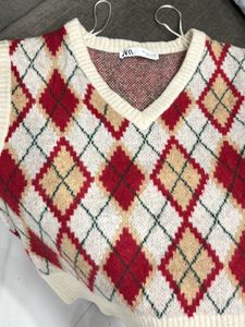 Zara Argyle Sweater Vest
