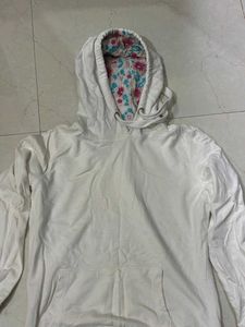 White Hoodie with floral print