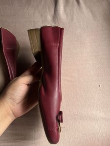 Maroon Ballet Flats with Bow Detail
