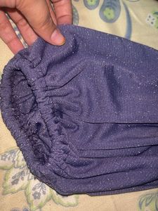 Purple Shimmer Balloon Sleeve Top | SHEIN | Ele