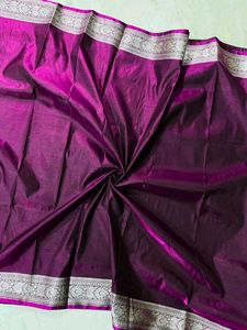 Elegant Purple satin Silk Saree with rich pallu