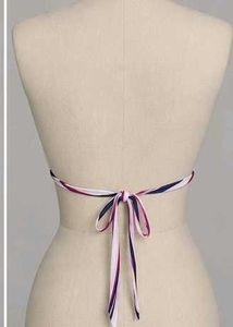 Cute pink striped halter neck crop top