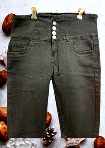 Girls Waist Ankle Black Jeans