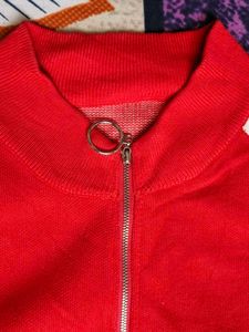 Red &amp; White Zip-Up Jacket