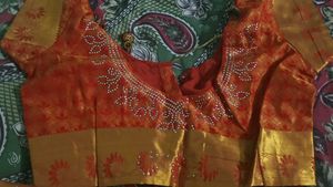 Exquisite Orange &amp; Gold Floral Saree