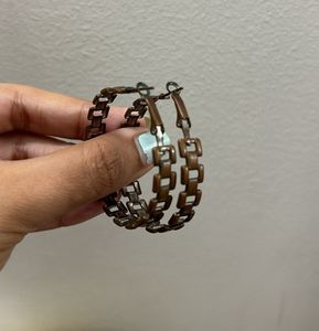 Bronze Oxidised Hoop Earrings