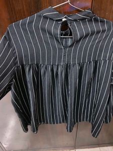 Striped High Neck Blouse