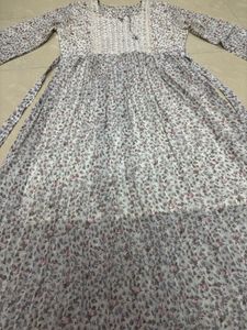 Boho-Chic White &amp; Purple Floral Tiered Long Maxi D