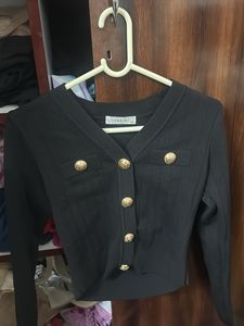Black Cardigan with Gold Buttons