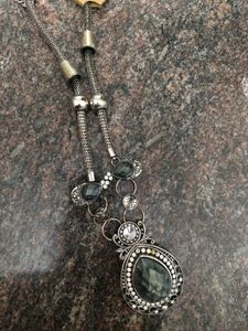 Orange And Grey Long Necklace