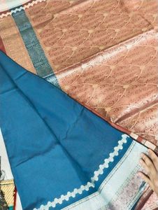 Teal Blue Traditional Woven Saree