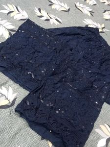 Embroidered Navy Blue Palazzos
