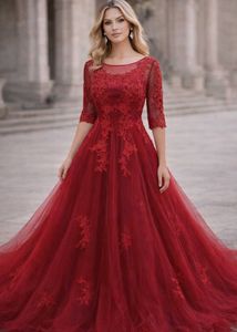 Stunning Red Lace Evening Gown