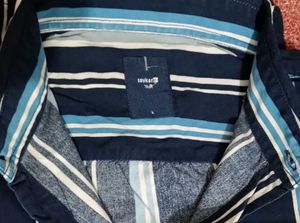 Men's Striped Navy Blue Shirt
