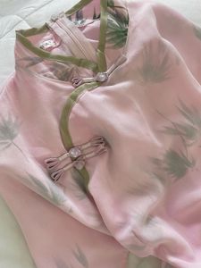 Vintage Pink Floral Cheongsam Dress