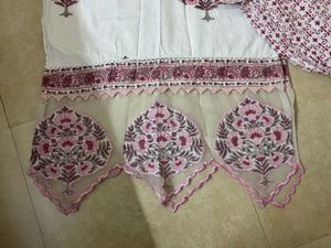 White &amp; Pink Floral Print Kurta Set