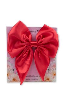 Vibrant Red Satin Bow Hair Clip