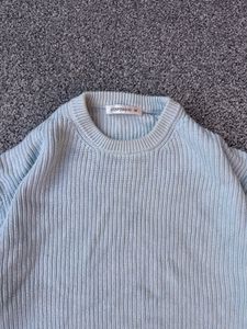 Light Blue Ribbed Knit Sweater