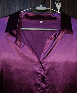 SAVANA Satin Purple Non-Button Pullover Shirt