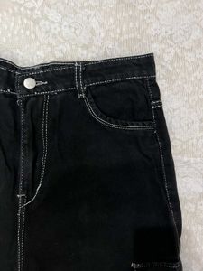 Black Cargo Denim Shorts