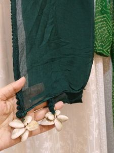 Green Bandhani Kurta Set with Dupatta