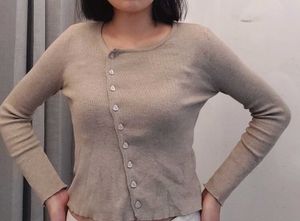 Women's Beige Knit Cardigan