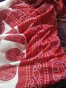 bandhani print White &amp; Red Printed Lehenga sets