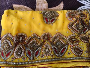 Exquisite Yellow  heavy Embellished Saree