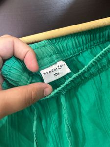 Vibrant Green Button-Up Shirt and Bottom Set