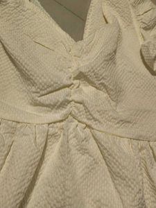 chic white Textured Peplum Top