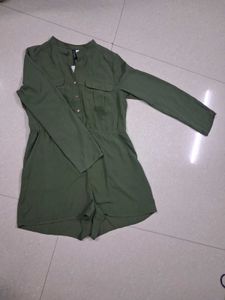 Olive Green Utility Romper