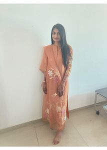 Peach Floral Kurta Set with Dupatta