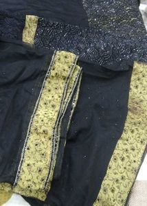 Elegant Black &amp; Gold Anarkali Dress