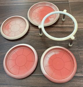 Set of 4 Plant Saucers with Stand